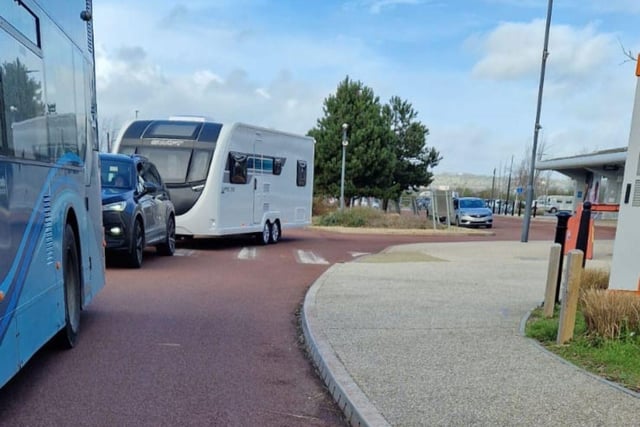There is a large police presence at the Portsmouth Park & Ride in Tiper Lane near the M275, with reports of travellers forming up in the area.