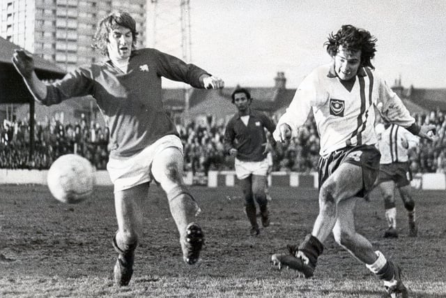 ‘The connection I felt when I arrived was fantastic. It was a family-orientated club, everyone got on, in those days we had only 18 players because the youth team had been scrapped.
‘The fans are very loyal to the club. Win, lose or draw, they are behind the club all the time, they’re amazing.
‘Even when you are losing, you’d be out there on the pitch and hear this ‘Play Up Pompey, Pompey Play Up’.
'Players like to feel that backing and it made us raise our games even more, trying to give 100 per cent for those people.’
PICTURE: Obtained from Library archives