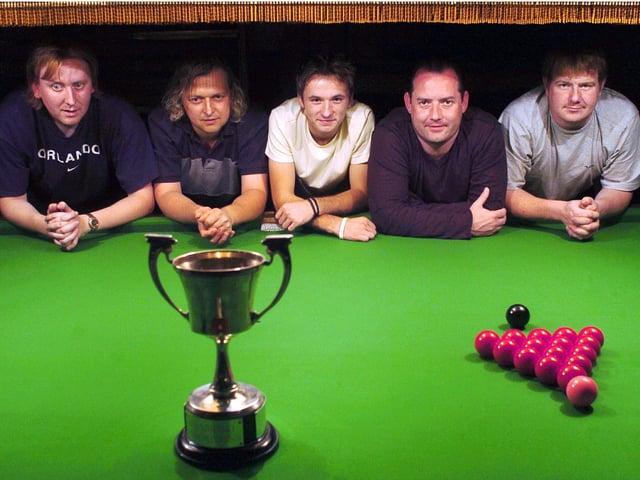 The Waterlooville A snooker team with the Portsmouth 2005 Division One Cup.