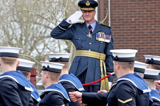 AVM Townsend takes the salute during the march past