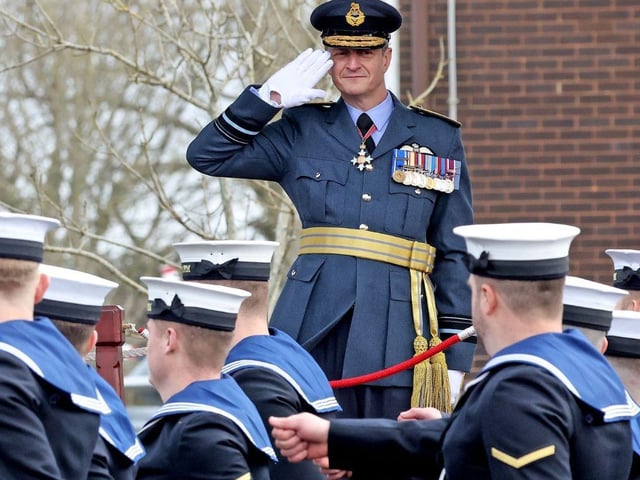 AVM Townsend takes the salute during the march past