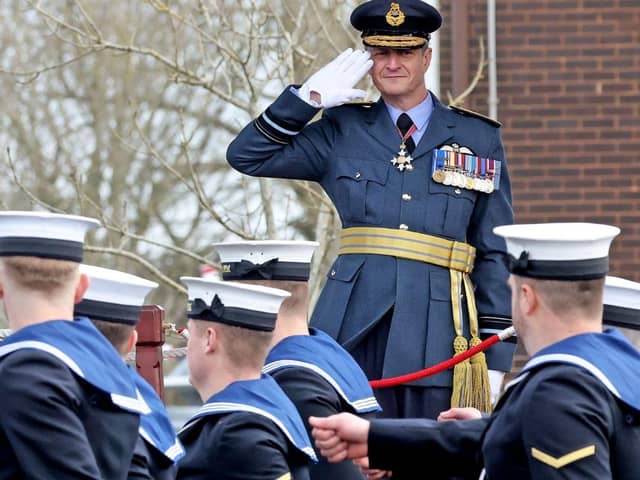 AVM Townsend takes the salute during the march past