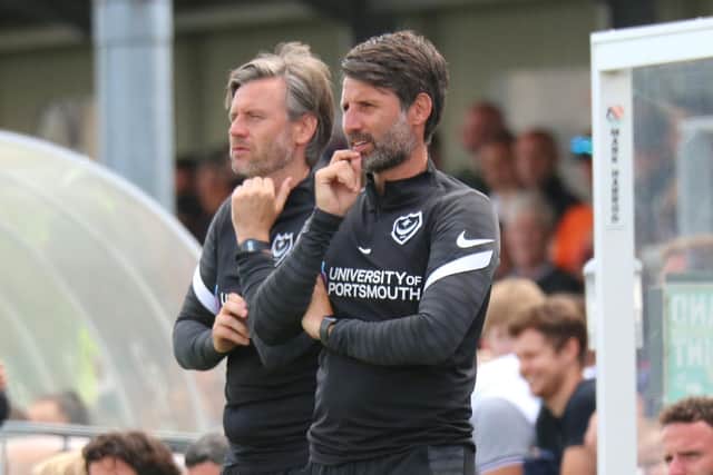 Danny Cowley, alright, alongside brother Nicky at the Hawks.  Picture: Paul Collins