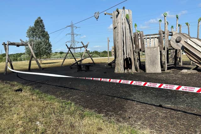 Newlands Walk Park in Darnel Road, Waterlooville, was set on fire on Sunday (June 25). Picture: Waterlooville Police.