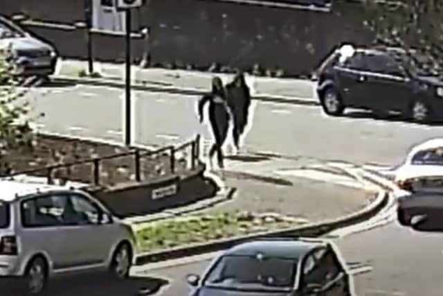 The killers seen moments after their victim is stabbed. Picture: Sussex Police