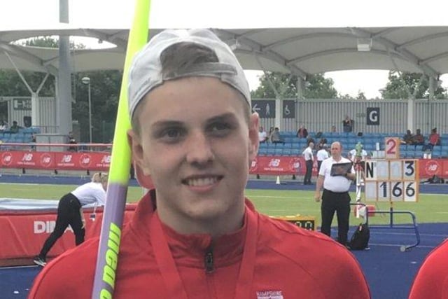 Callum Taylor won the senior boys Javelin at the English Schools Athletics Championships