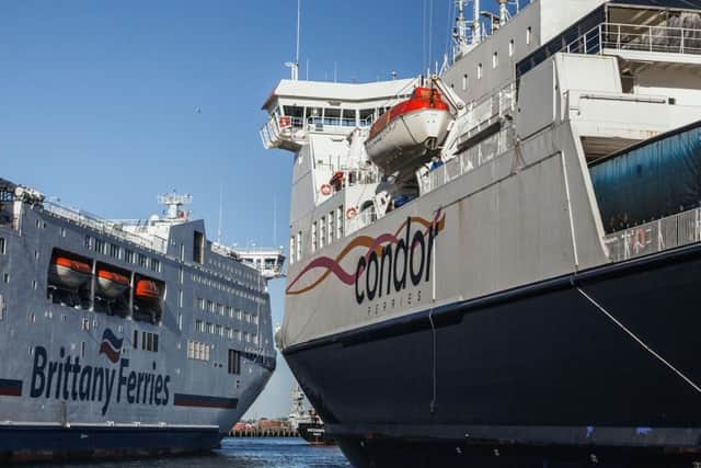 Ferries pictured at Portsmouth International Port.