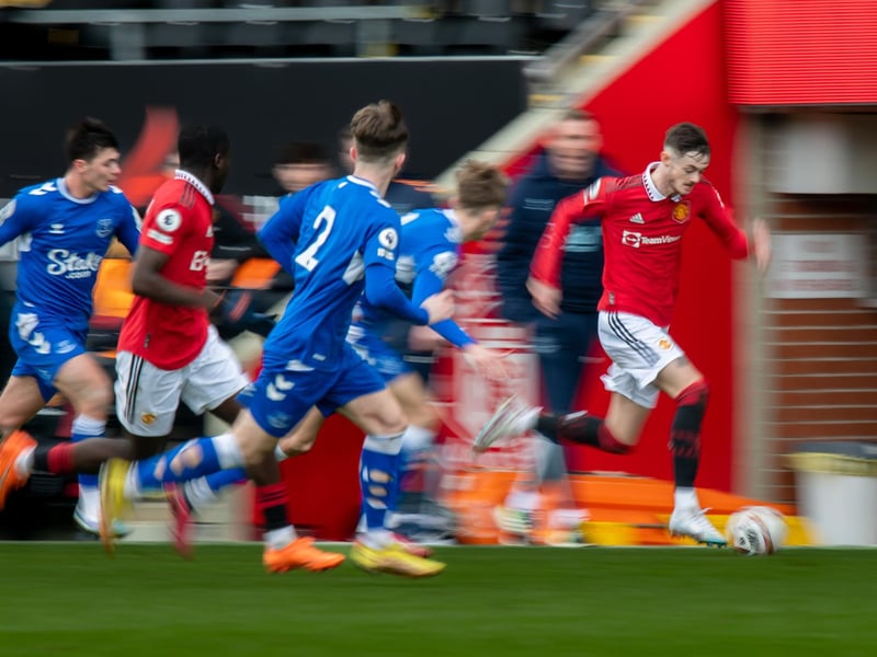 Ten goals for the 19-year-old forward for United in PL2 this term, who is being tipped for the first-team breakthrough at Old Trafford and has gone out on loan to Altrincham.