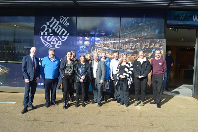 Councillor Steve Pitt (front and centre) met with representatives from Portmouth's most popular tourist attractions to launch the city's English Tourism Week campaign.