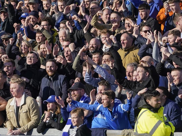 Pompey fans at the Blues' victory at the Memorial Stadium.