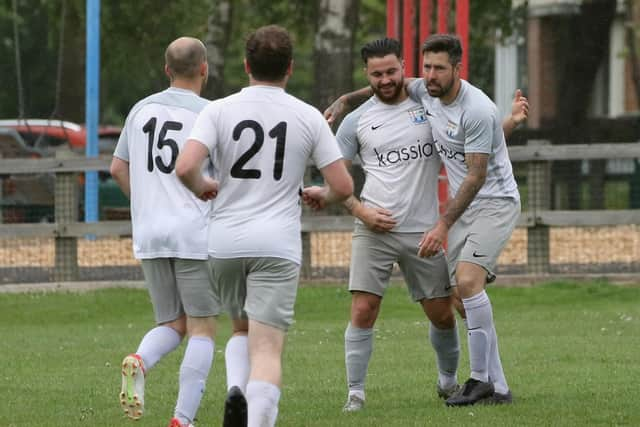 Watersedge celebrate a goal en route to winning a divisional title in 2021/22. Picture: Kevin Shipp