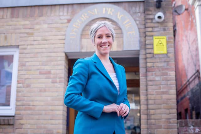 Lib Dem health spokesman Daisy Cooper MP outside Trafalgar Medical Group Practice, Southsea
Picture: Habibur Rahman