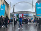 Marco Giambelardini outside Wembley Stadium for Italy's semi-final against Spain.