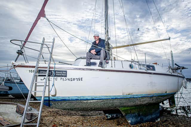Matthew Baldock with his new boat in Southsea on 7 October 2020.
Picture: Habibur Rahman