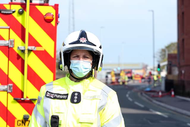 Station manager Lacey Plumbley was in charge of the operation to tackle the blaze in Goldsmith Avenue. Picture: Chris Moorhouse (jpns 280421-22)