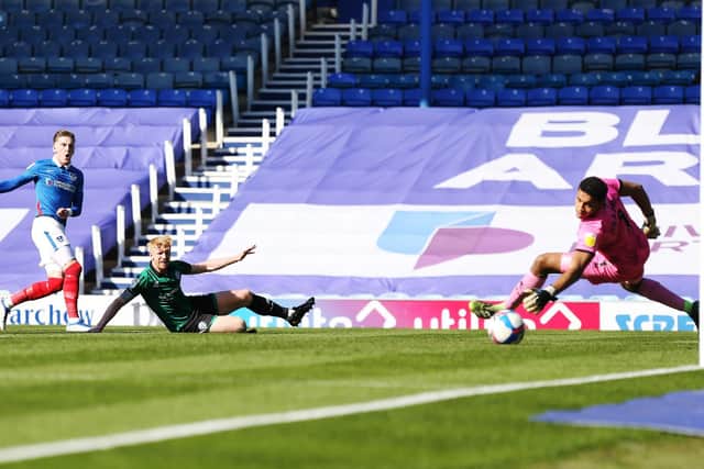 Ronan Curtis revelled in his Pompey striking role against Rochdale, netting in Friday's 2-1 victory. Picture: Joe Pepler