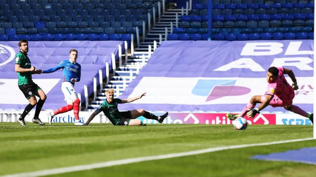 Ronan Curtis revelled in his Pompey striking role against Rochdale, netting in Friday's 2-1 victory. Picture: Joe Pepler