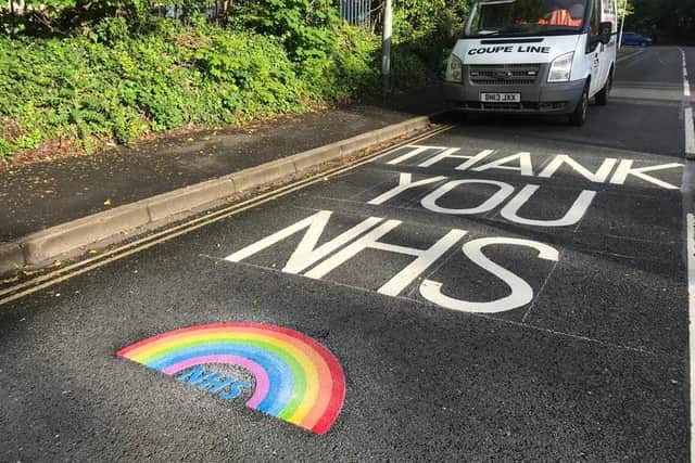 The NHS message of thanks outside Queen Alexandra Hospital.
