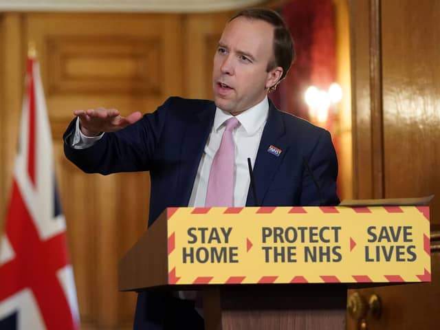 Matt Hancock during a media briefing in Downing Street on coronavirus. Photo: Pippa Fowles/10 Downing Street/Crown Copyright/PA Wire