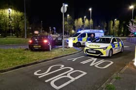 Crash scene outside McDonald's in Cosham on Monday evening