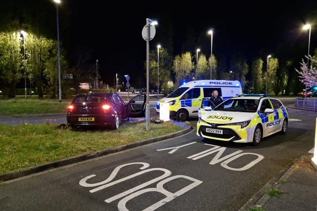 Crash scene outside McDonald's in Cosham on Monday evening