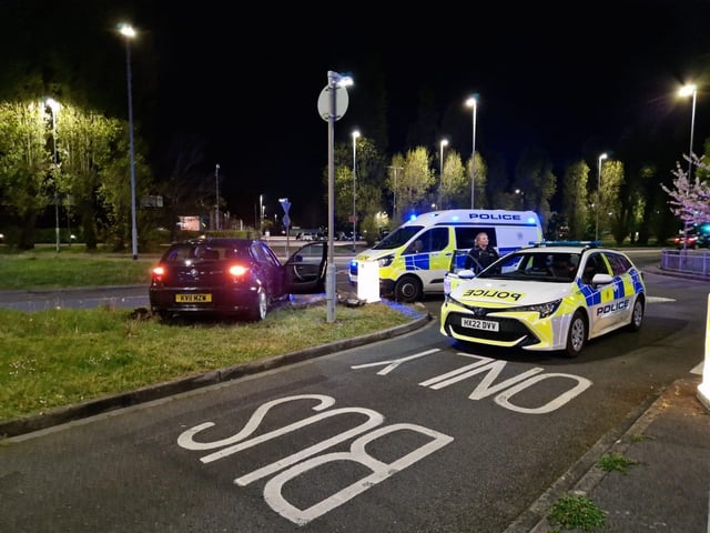 Crash scene outside McDonald's in Cosham on Monday evening