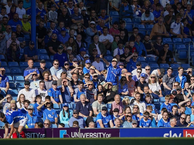 The home section was sold out as 17,194 Pompey fans cheered on the Blues against Cheltenham