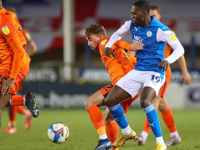 Former Pompey midfielder Charlie Bell in action against Peterborough in the Papa John's Trophy last season. Picture: Nigel Keene/ProSportsImages