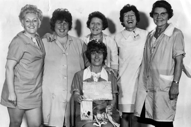 Girls from ASWE on Portsdown Hill, celebrating the silver wedding of Phyllis Chambers, front centre.