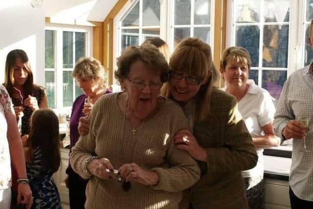 Shiona with her mum on her 80th birthday.