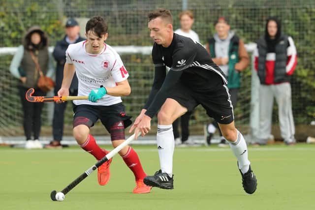 George Davey, right, scored for Fareham in their 2-2 West Conference draw with Devonians Ashmoor. Picture: Dave Haines