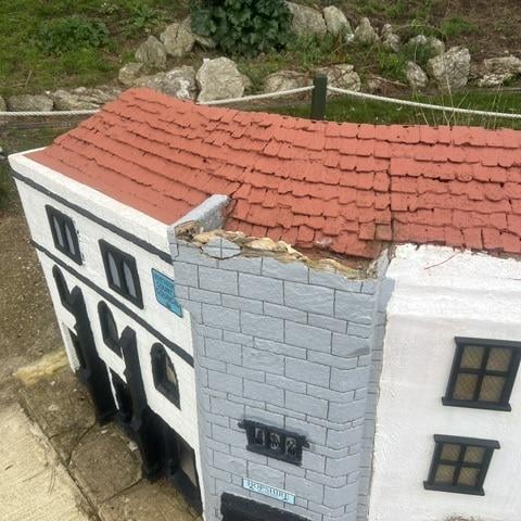 Southsea Model Village vandalism Damage caused by vandals at Southsea Model Village.