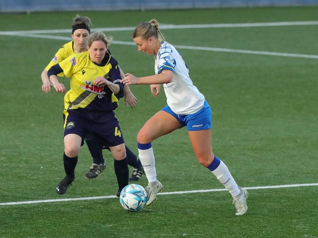 Hawks' Sarah Butterworth, right. Picture by Dave Haines