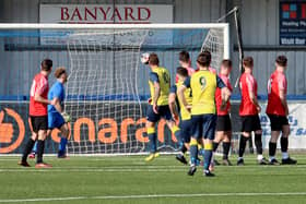 Jack Chandler's free-kick nestles in the back of the Fareham net. Picture by Ken Walker