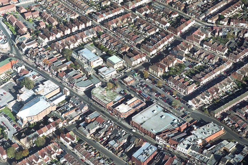 Aerial view of the St Marks Road area North End, Portsmouth in 1998.