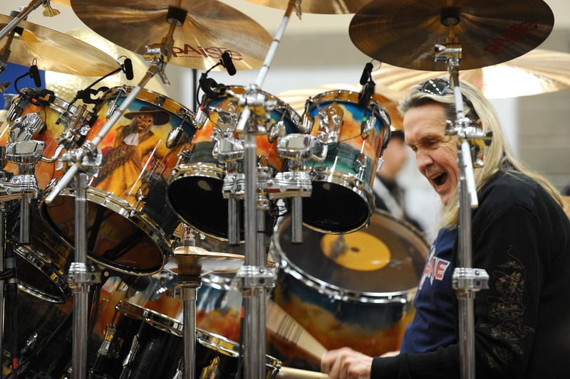 Rehearsals at HMS Temeraire in Portsmouth, on Tuesday, March 5, where the band performed with Iron Maiden drummer Nicko McBrain.
