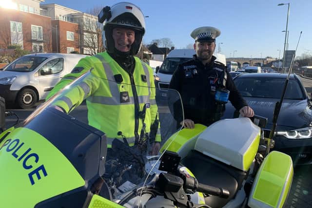 Police on a mobile phone operation in Fareham on March 16 2020. Several drivers were handed fixed penalty notices of £200 with six points on their licences. Picture: Ben Fishwick