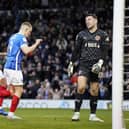 Colby Bishop celebrates opening the scoring from the penalty spot on the stroke of half-time. Picture: Jason Brown/ProSportsImages