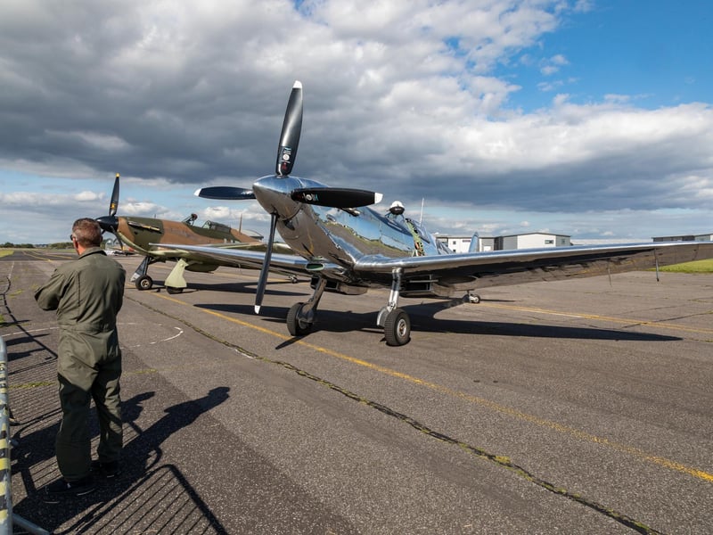 The all-chrome spitfire which recently took part in a round-the-world event.