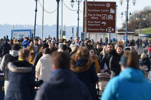 Crowds gathered along the seafront in Southsea Esplanade despite the lockdown restrictions. Picture: Simon Czapp/Solent News & Photo Agency
