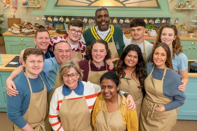 Contestants, (left to right) Josh, Dan, Keith, Rowan, Nicky, Amos, Abbi, Saku, Dana, Matty, Cristy and Tasha, for 14th series of The Great British Bake Off. Issue date: Tuesday September 19, 2023. Picture: Mark Bourdillon/Love Productions/Channel 4/PA Wire.