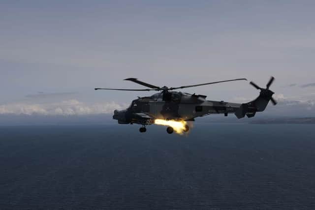 A Wildcat helicopter firing the Martlet missile system. Picture: Royal Navy.