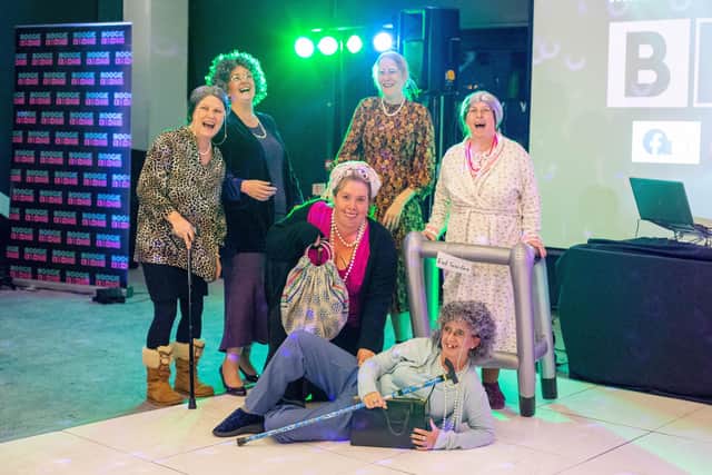 Friends Lyn Andrews, April Fillingham, Sarah Cornish, Victoria Bath, Jacky Floyd and Gail Laurence dressed up as pensioners
Picture: Habibur Rahman