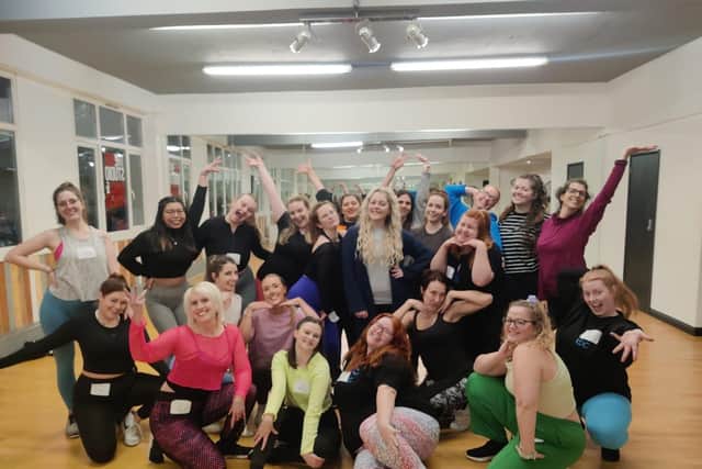 Beth Jobber with dancers at the Kailani Dance Group. Picture: Beth Jobber.
