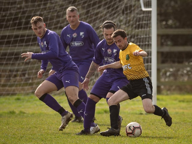 Action from AFC Tamworth's 7-2 victory over Gosham Rangers in Division Two of the City of Portsmouth Sunday League. Picture: Keith Woodland (120321-704)