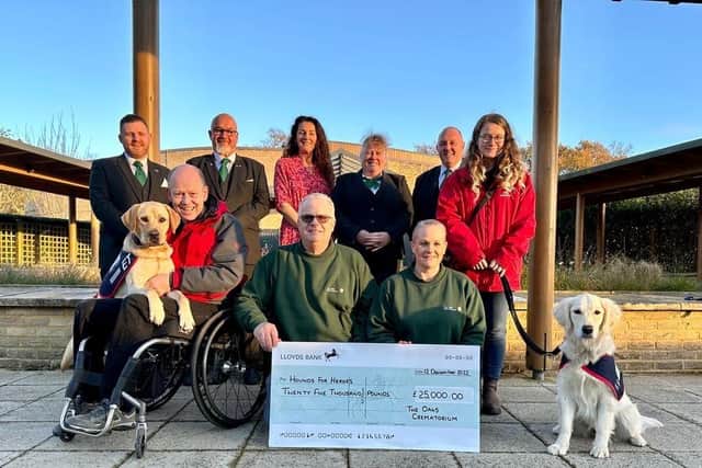 Thanks to the generosity of families who have lost loved ones, £25,000 has been donated to sponsor a dog through Hounds for Heroes.
