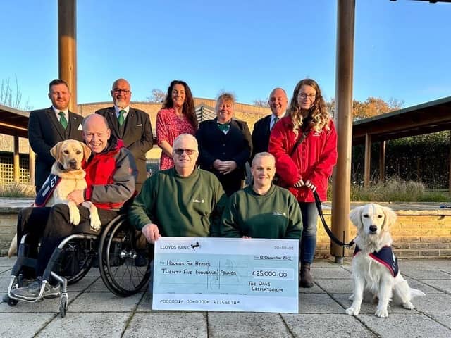Thanks to the generosity of families who have lost loved ones, £25,000 has been donated to sponsor a dog through Hounds for Heroes.