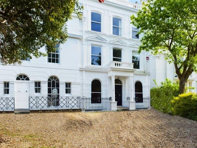This property comes with six bedrooms, three bathrooms and five reception rooms as well as parking and a back garden.