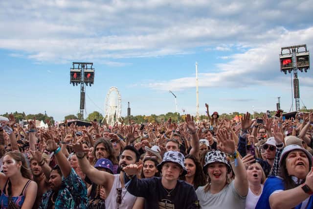 A huge crowd at the Main stage at The Isle Of Wight Festival 2021 for James Arthur. Picture by Emma Terracciano