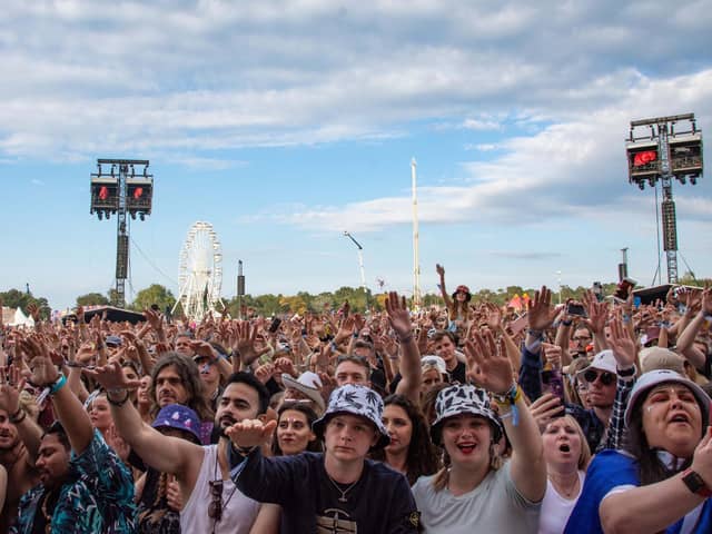 A huge crowd at the Main stage at The Isle Of Wight Festival 2021 for James Arthur. Picture by Emma Terracciano